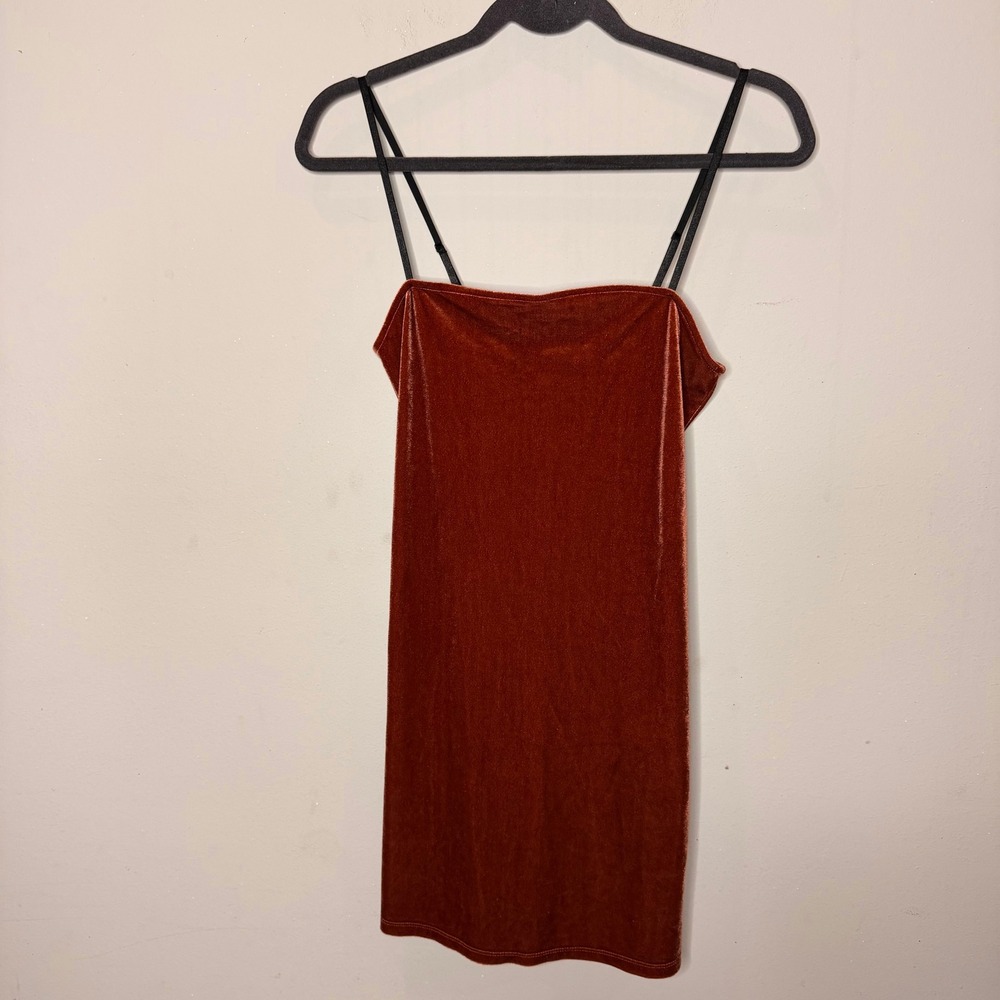 Forever 21 Rust Velvet Spaghetti Strap Mini Dress Size L